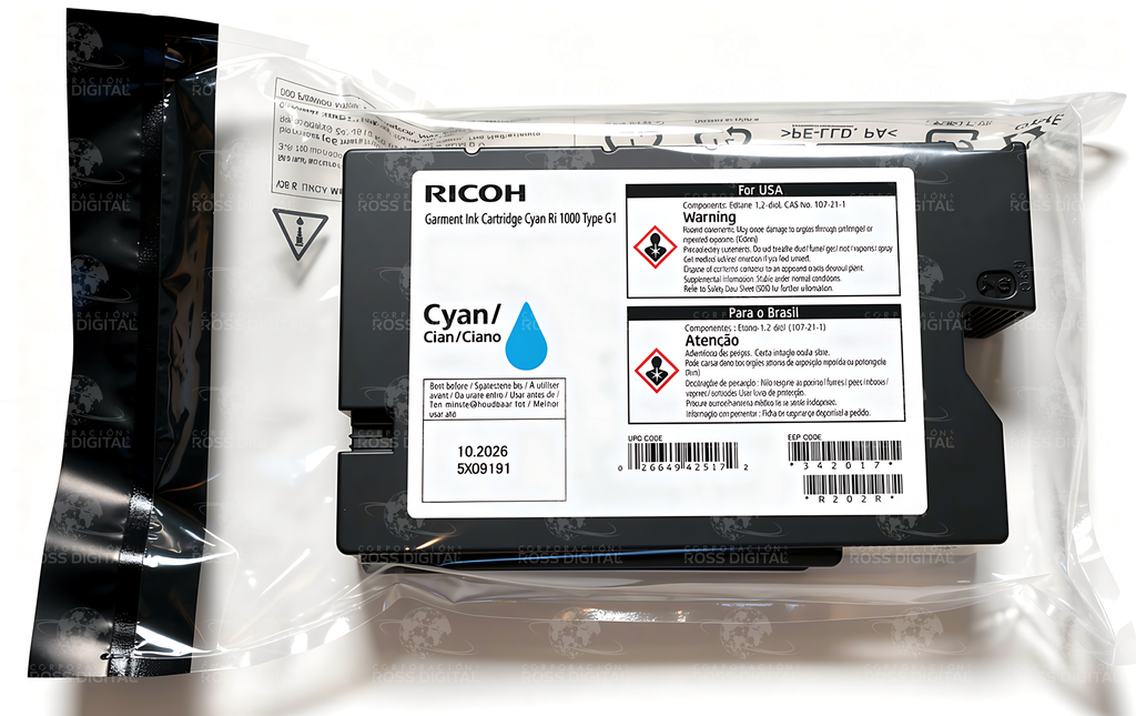 Cartucho De Tinta Cian Tipo G1 Origial Para RICOH RI 1000 - RI 2000 Textil
