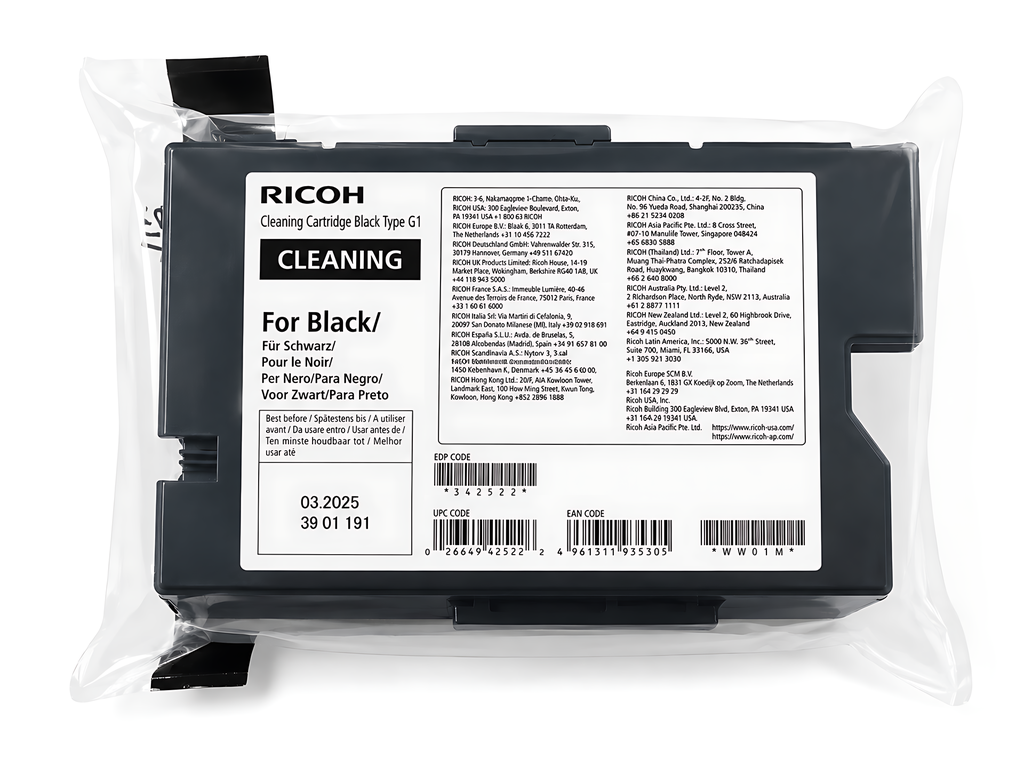 Cartucho De Limpieza Negro Tipo G1 Origial Para RICOH RI 1000 - RI 2000 Textil