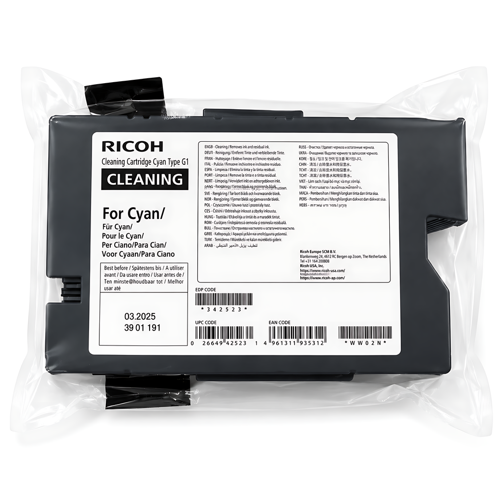 Cartucho De Limpieza Cian Tipo G1 Origial Para RICOH RI 1000 - RI 2000 Textil