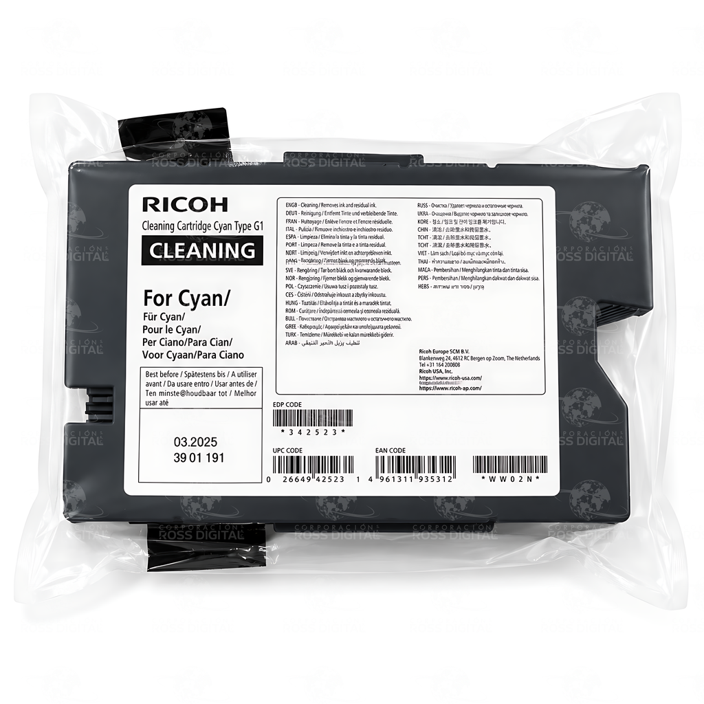 Cartucho De Limpieza Cian Tipo G1 Origial Para RICOH RI 1000 - RI 2000 Textil
