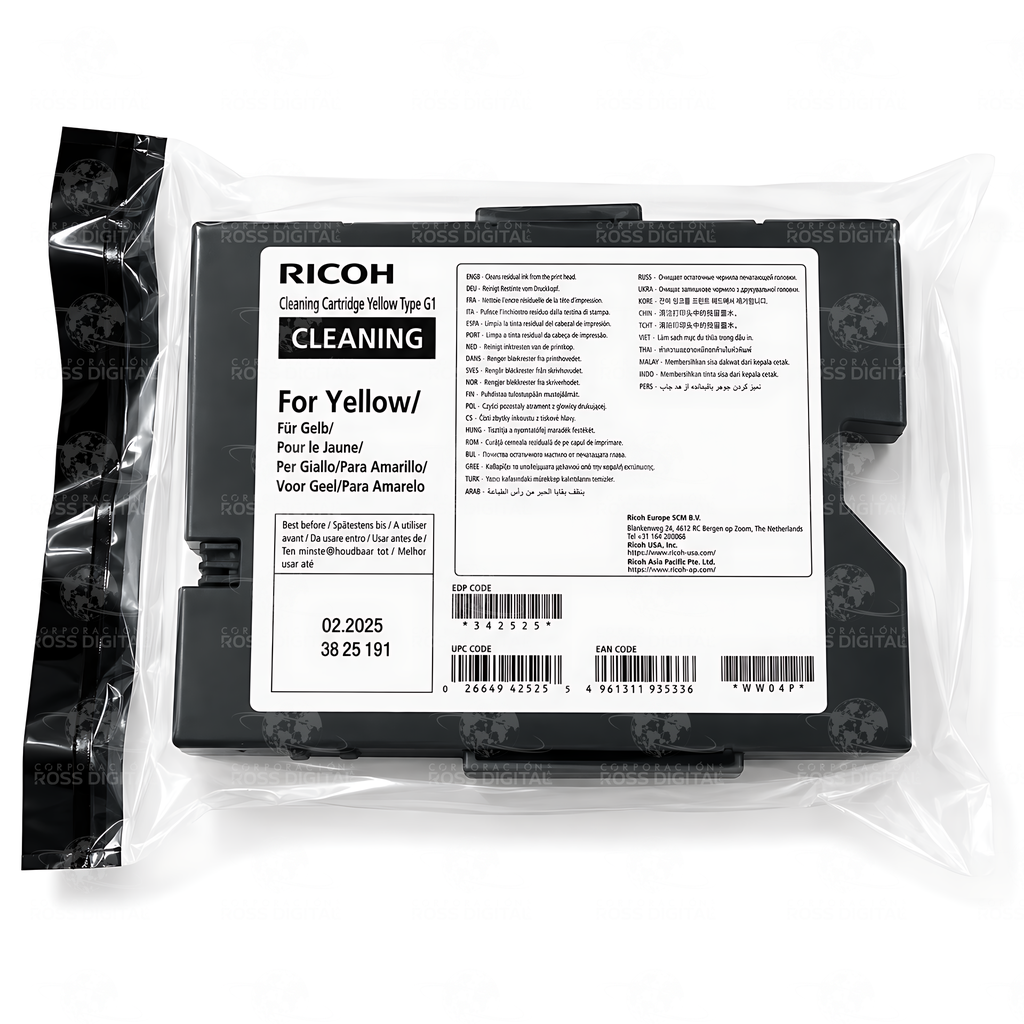 Cartucho De Limpieza Amarillo Tipo G1 Origial Para RICOH RI 1000 - RI 2000 Textil