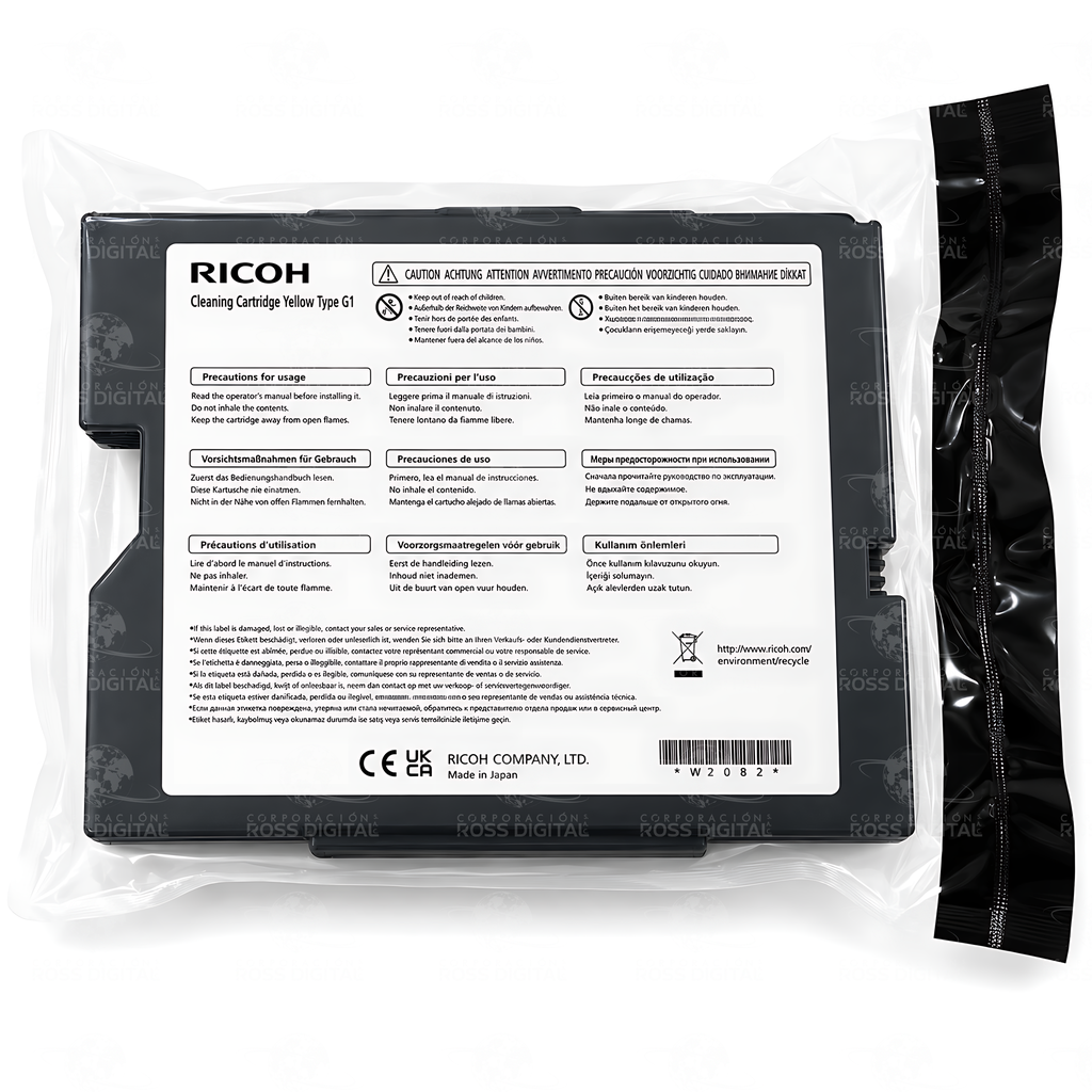 Cartucho De Limpieza Amarillo Tipo G1 Origial Para RICOH RI 1000 - RI 2000 Textil