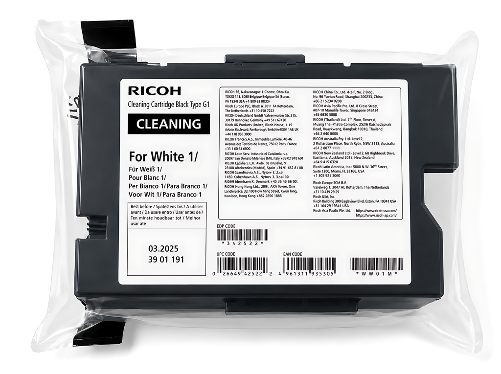 Cartucho De Limpieza Blanco 1 Tipo G1 Origial Para RICOH RI 1000 - RI 2000 Textil