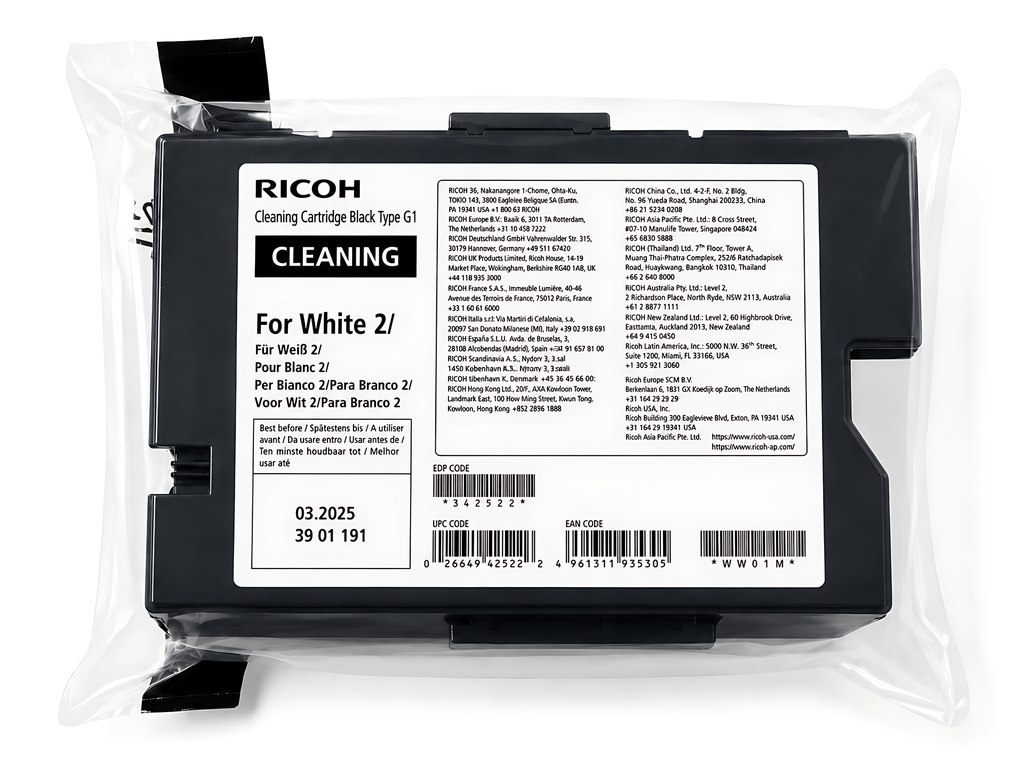 Cartucho De Limpieza Blanco 2 Tipo G1 Origial Para RICOH RI 1000 - RI 2000 Textil