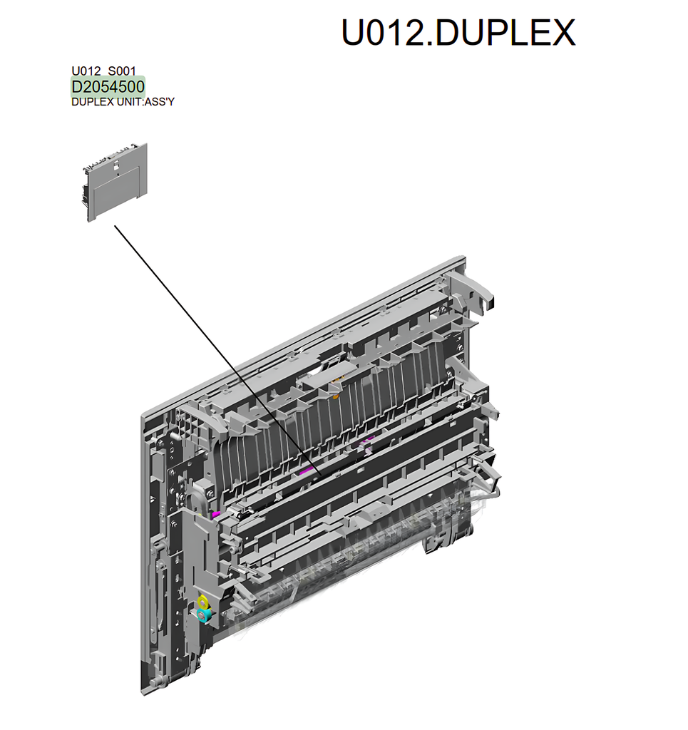 GENUINE DUPLEX UNIT SIDE DOOR -  PUERTA LATERAL ORIGINAL DE UNIDAD DE DUPLEX RICOH MP 305+ SPF