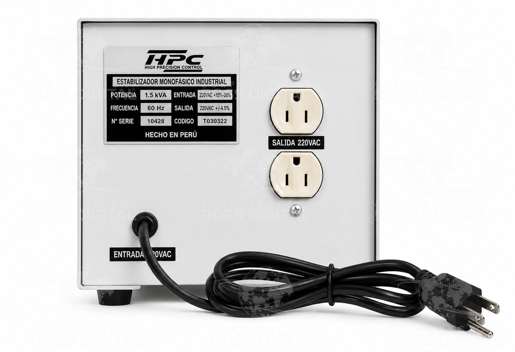 Estabilizador Monofasico Industrial De 1.5 Kva Con Transformador De Aislamiento, 220V