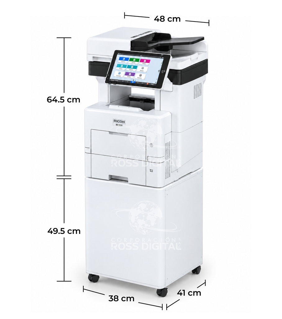 Fotocopiadora RICOH IM 550F, Multifuncional Láser Monocromática, A4 - SPDF + Gabinete alto tipo I
