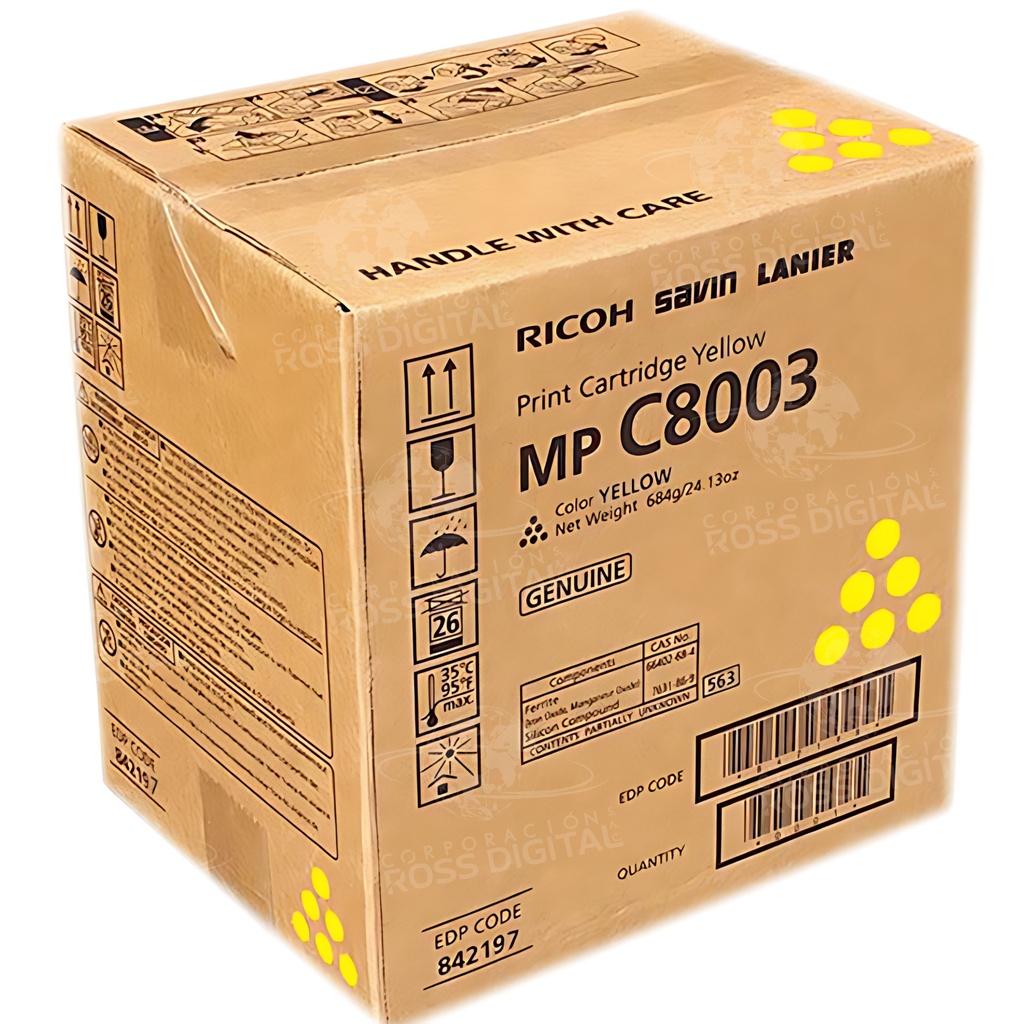 CARTUCHO DE TÓNER RICOH MP C8003 AMARILLO ORIGINAL
