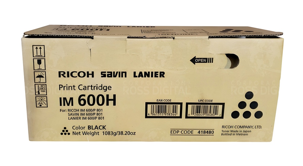 CARTUCHO DE TÓNER RICOH IM 600H NEGRO ORIGINAL