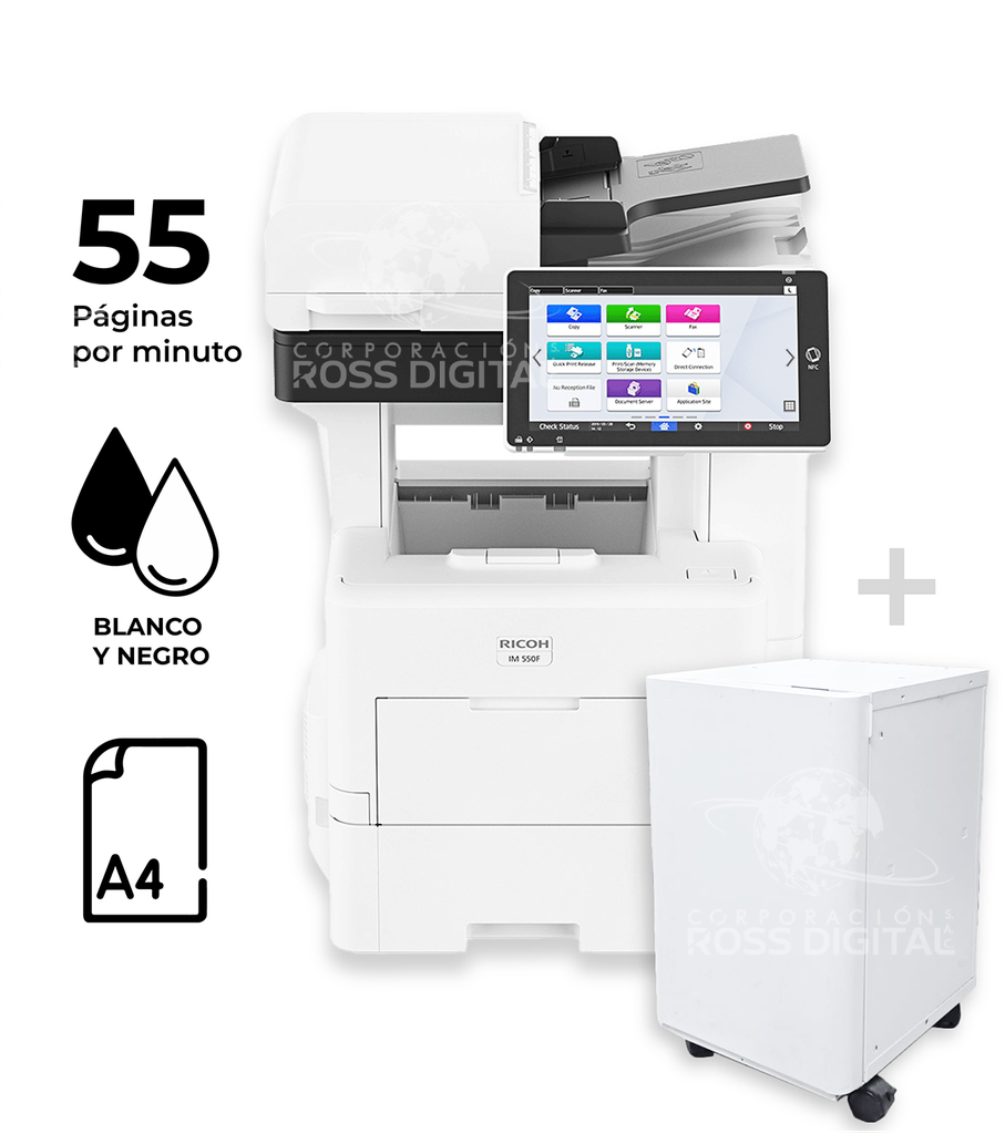 Fotocopiadora RICOH IM 550F, Multifuncional Láser Monocromática, A4