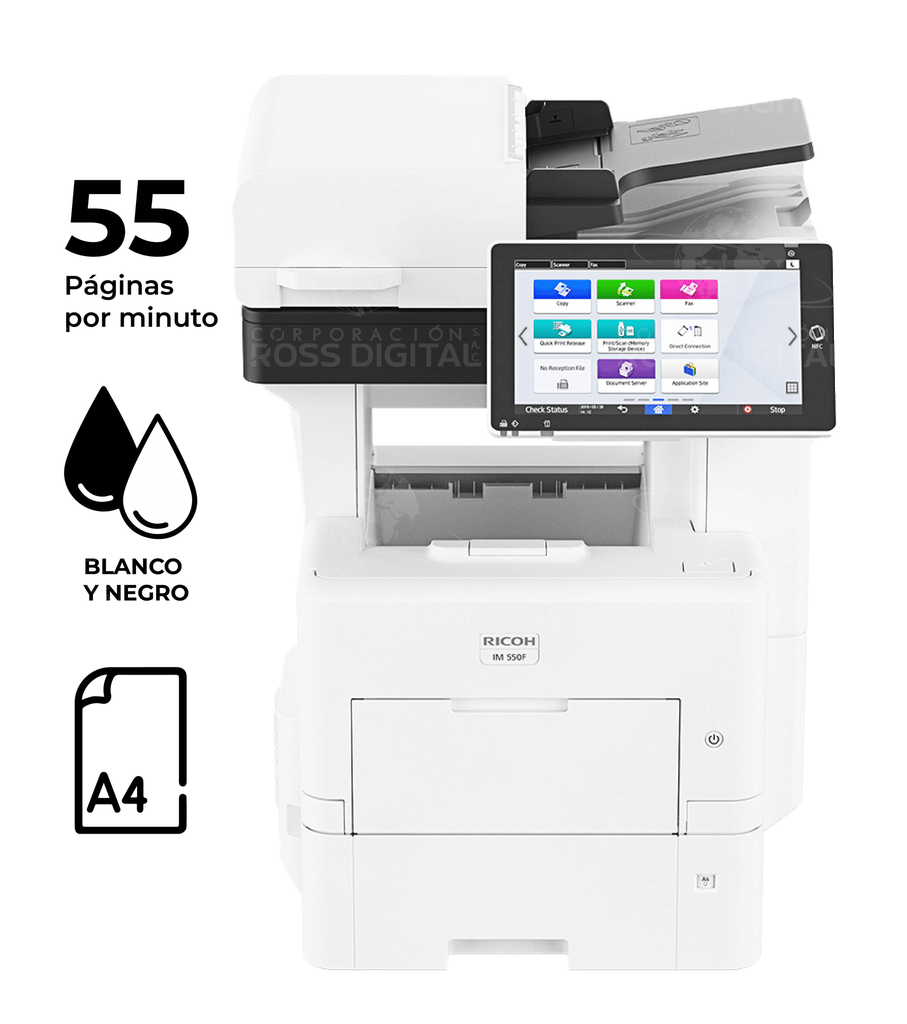 Fotocopiadora RICOH IM 550F, Multifuncional Láser Monocromática, A4