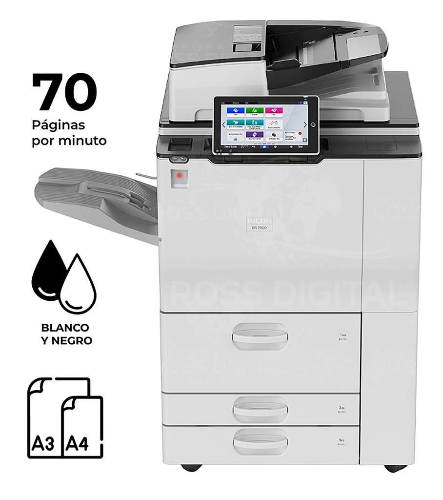 Fotocopiadora RICOH IM 7000, Impresora Multifuncional Láser Monocromática A4/ A3