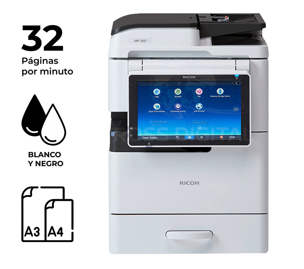 Fotocopiadora Ricoh MP 305+ SPF – Impresora Multifuncional Láser Monocromática A3