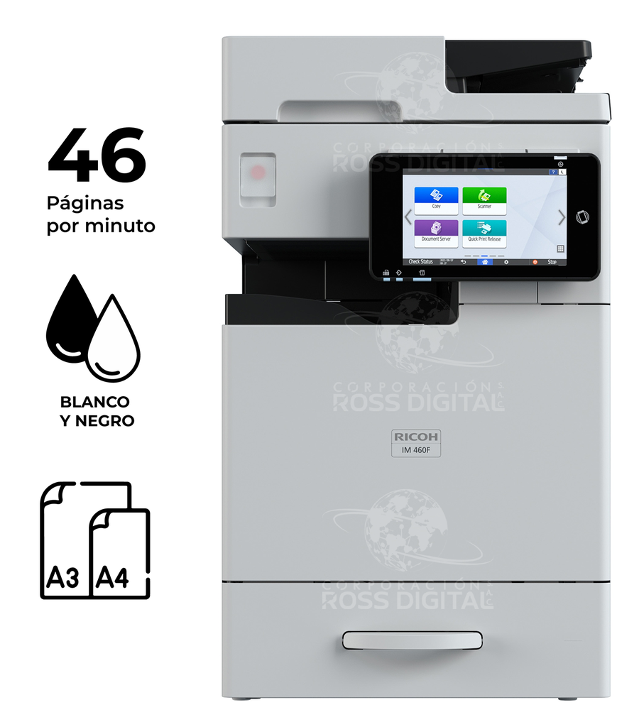 Fotocopiadora RICOH IM 460F ,  Impresora Multifuncional Láser Monocromática A4/ A3