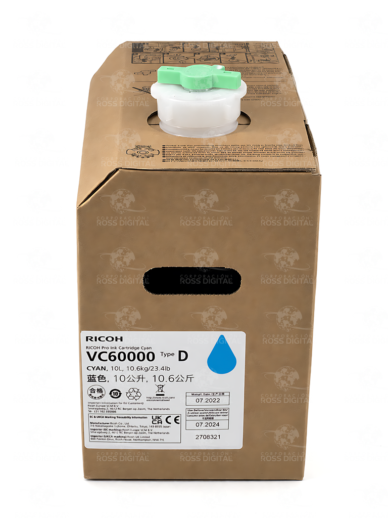 Cartucho De Tinta Cian Tipo D Original Ricoh Vc 60000