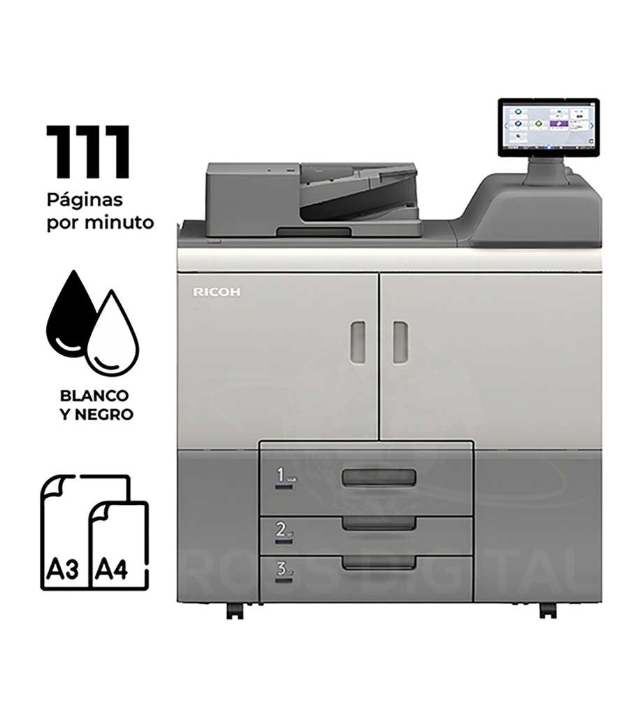 Fotocopiadora RICOH PRO 8410S, Impresora Multifuncional Láser Monocromática A4/ A3
