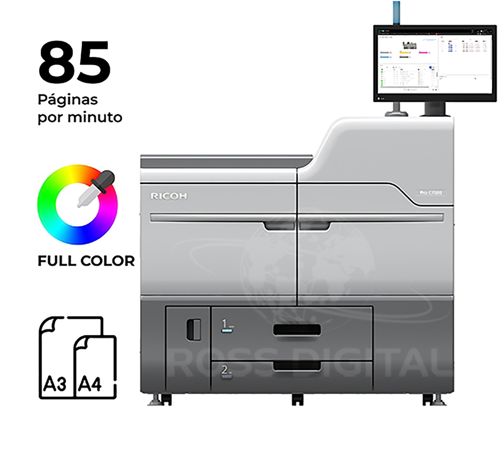 Impresora RICOH PRO C7500, Láser a Color  A4/ A3