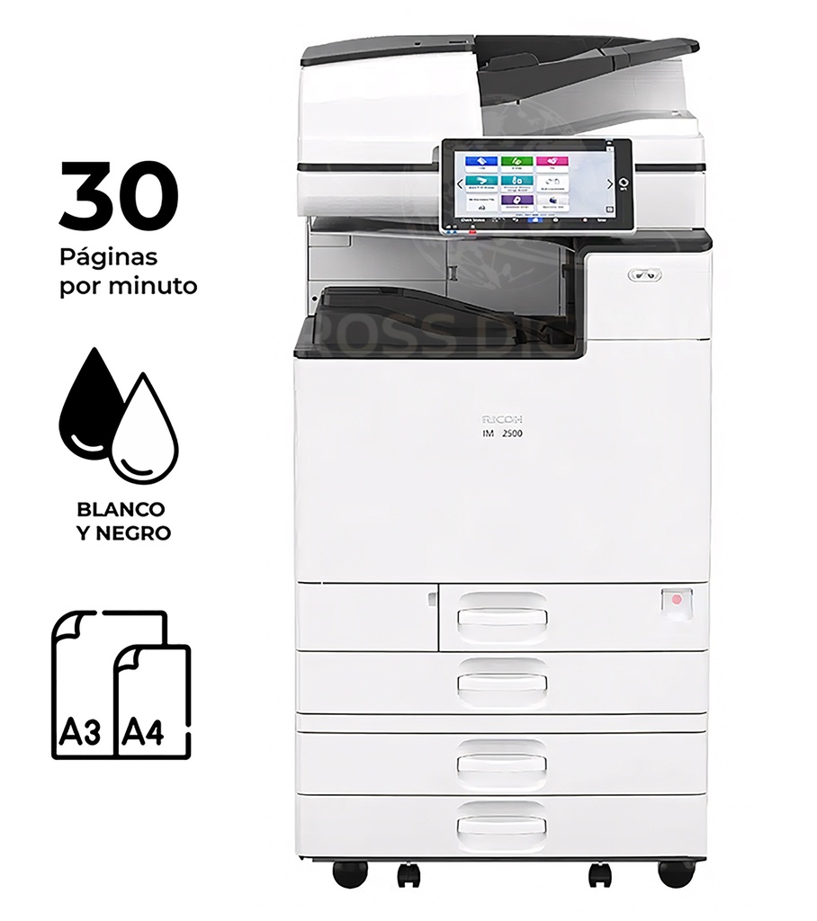 Fotocopiadora RICOH IM 3000, Impresora Multifuncional Láser Monocromática A4/ A3 - ARDF Semi-Nueva