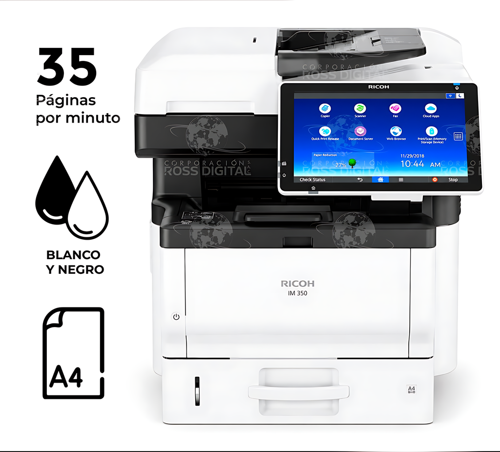 Fotocopiadora RICOH IM 350F – Impresora Multifuncional Láser Monocromática A4 Semi-Nueva